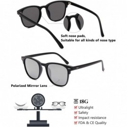 Rectangular Polarized Sunglasses Lightweight Protection - Matte Silver /Mirrored /Gy1801 - CJ18XATI089 $9.65