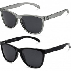 Sport Polarized Sunglasses for Men Women Driving Fishing Running UV400 Protection 8022 - 2 Pack(black+transparent Grey) - CO1...