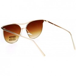 Butterfly Womens Exposed Flat Panel Lens Retro Metal Horn Rim Sunglasses - Gold Brown - C312MXABFY5 $12.76