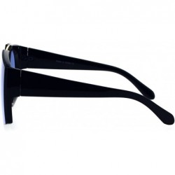 Rectangular Womens Flat Top Retro Racer Plastic Robotic Sunglasses - Navy Blue - CR18EW8D2W0 $13.72