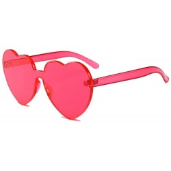 Cat Eye Heart Oversized Rimless Sunglasses One Piece Heart Shape Eyewear Colored Sunglasses for Women - Rose - CL18X522R47 $1...