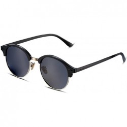 Rimless Polarized Round Lenses Semi Rimless Fashion Women Sunglasses - Gray - C517YUS7AIQ $25.95