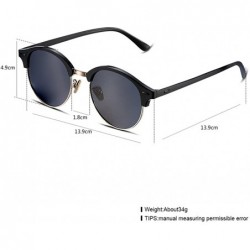 Rimless Polarized Round Lenses Semi Rimless Fashion Women Sunglasses - Gray - C517YUS7AIQ $14.52