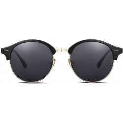 Rimless Polarized Round Lenses Semi Rimless Fashion Women Sunglasses - Gray - C517YUS7AIQ $14.52