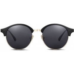 Rimless Polarized Round Lenses Semi Rimless Fashion Women Sunglasses - Gray - C517YUS7AIQ $14.52