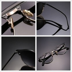 Rimless Polarized Round Lenses Semi Rimless Fashion Women Sunglasses - Gray - C517YUS7AIQ $14.52