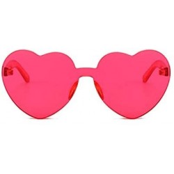 Cat Eye Heart Oversized Rimless Sunglasses One Piece Heart Shape Eyewear Colored Sunglasses for Women - Rose - CL18X522R47 $1...