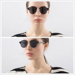 Rimless Polarized Round Lenses Semi Rimless Fashion Women Sunglasses - Gray - C517YUS7AIQ $14.52