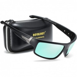Sport Polarized Sport Sunglasses for Men Women Cycling Driving Fishing Running Baseball - Matte Black White - CX193XKENGL $28.58