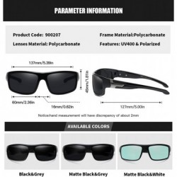 Sport Polarized Sport Sunglasses for Men Women Cycling Driving Fishing Running Baseball - Matte Black White - CX193XKENGL $15.63