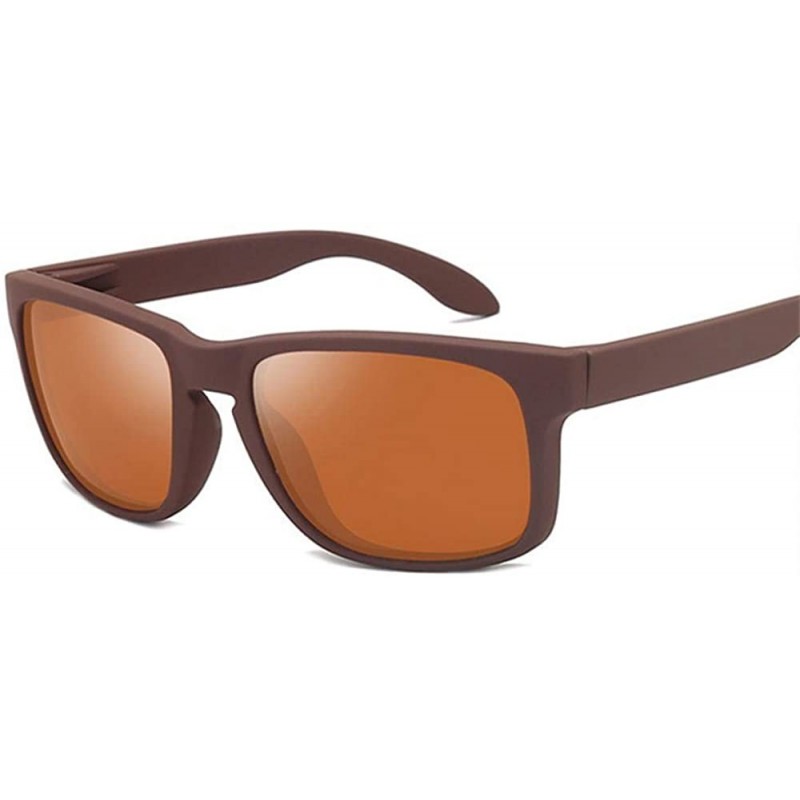 Aviator Classic Polarized Sunglasses Men Rectangle Driving Sun Glasses Mens Brown Other - Brown - CP18XE9T74C $11.89