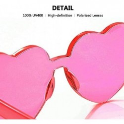 Cat Eye Heart Oversized Rimless Sunglasses One Piece Heart Shape Eyewear Colored Sunglasses for Women - Rose - CL18X522R47 $1...