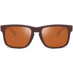 Aviator Classic Polarized Sunglasses Men Rectangle Driving Sun Glasses Mens Brown Other - Brown - CP18XE9T74C $11.89