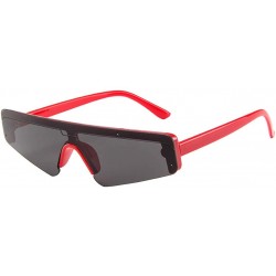 Wrap Cat Eyeglasses Unisex Square Small Frame Sunglasses Retro Sunglasses Fashion Sunglass - Red - CX18TM5SSDG $19.52