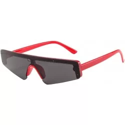 Wrap Cat Eyeglasses Unisex Square Small Frame Sunglasses Retro Sunglasses Fashion Sunglass - Red - CX18TM5SSDG $19.52
