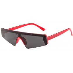 Wrap Cat Eyeglasses Unisex Square Small Frame Sunglasses Retro Sunglasses Fashion Sunglass - Red - CX18TM5SSDG $8.47