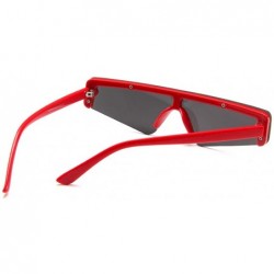 Wrap Cat Eyeglasses Unisex Square Small Frame Sunglasses Retro Sunglasses Fashion Sunglass - Red - CX18TM5SSDG $8.47