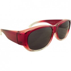 Oversized Womens Ombre Fit Over Sunglasses Wear Over Prescription Glasses Polarized Lenses - Red With Case - C512DZT3JJN $14.49