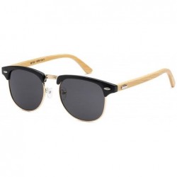 Round Bamboo Sunglasses - Black/Bamboo - C018DNIL7UW $11.92
