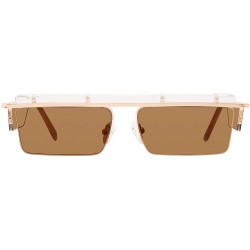 Rectangular "Planco" Designer Eyewear - Rose Gold/Brown - C518SIHZXIT $38.50