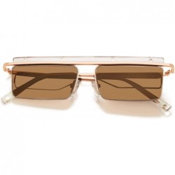 Rectangular "Planco" Designer Eyewear - Rose Gold/Brown - C518SIHZXIT $38.50