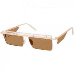 Rectangular "Planco" Designer Eyewear - Rose Gold/Brown - C518SIHZXIT $38.50