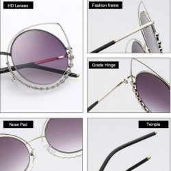 Round Fashion Sexy Cat Eye Sunglasses Women Coating Diamond Round sun glasses - Tawny - CV1854CN54Y $9.94
