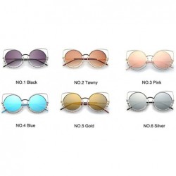 Round Fashion Sexy Cat Eye Sunglasses Women Coating Diamond Round sun glasses - Tawny - CV1854CN54Y $9.94