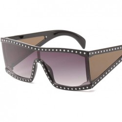 Oversized Anti-ultraviolet radiation of sunglasses large frame inlaid with drill Sunglasses - C - C718Q70T7HD $50.55