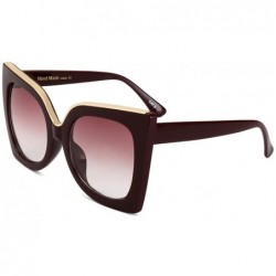 Oversized Oversized Gradient Lens Sunglasses for Women Acetate Frame Goggles UV400 - C3 Wine Red - CU198G5I0TM $12.15