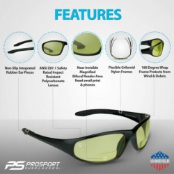 Wrap Bifocal Sunglass Readers ANSI Z87 Safety Grey Clear Yellow HD Outdoor - Yellow - C518DT8I6TO $16.96