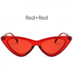 Cat Eye Fashion Sunglasses Vintage Triangular Glasses - Red Red - C2199D5COOA $20.13