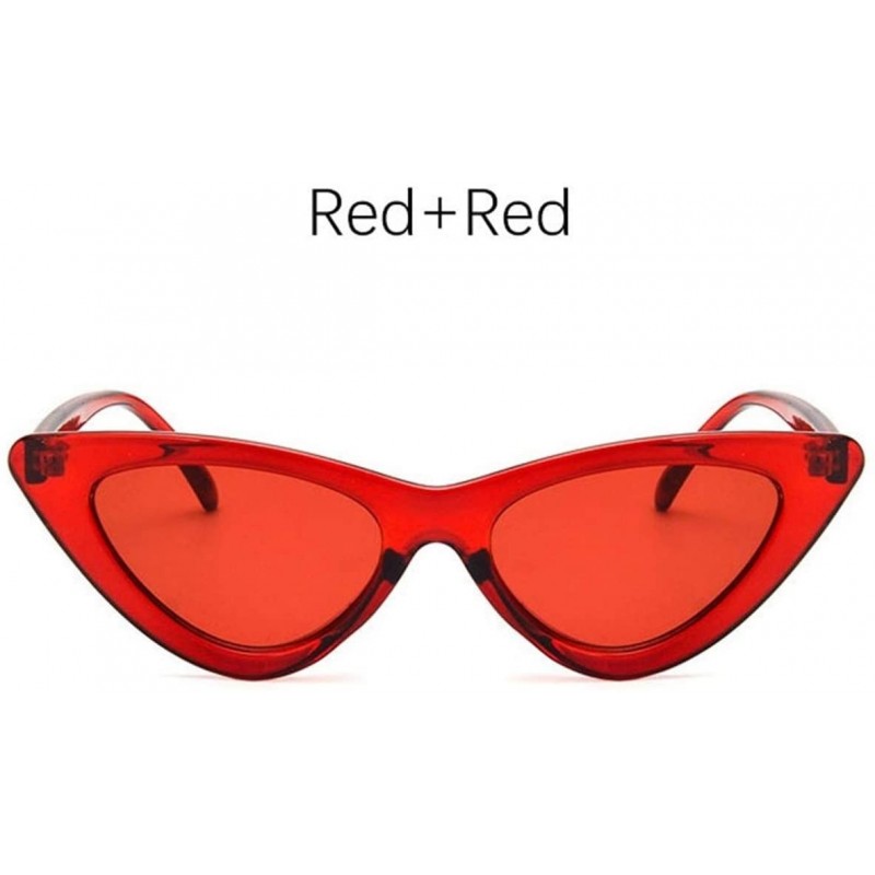 Cat Eye Fashion Sunglasses Vintage Triangular Glasses - Red Red - C2199D5COOA $36.76
