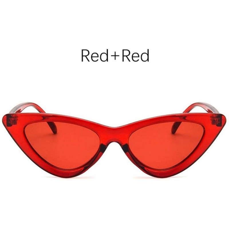 Cat Eye Fashion Sunglasses Vintage Triangular Glasses - Red Red - C2199D5COOA $20.13