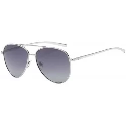 Aviator Classic Polarized Ultra Light Flex Hinge Aluminum Aviator Sunglasses - Aluminum Silver - Polarized Gradient Smoke - C...