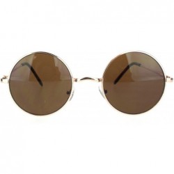 Round Mens Classic Hippie Round Circle Lens Hipster Metal Rim Sunglasses - Gold Brown - C918OZ59XLK $18.42