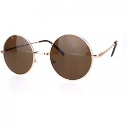 Round Mens Classic Hippie Round Circle Lens Hipster Metal Rim Sunglasses - Gold Brown - C918OZ59XLK $11.05