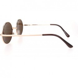 Round Mens Classic Hippie Round Circle Lens Hipster Metal Rim Sunglasses - Gold Brown - C918OZ59XLK $11.05