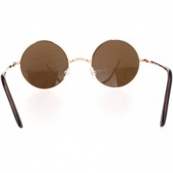 Round Mens Classic Hippie Round Circle Lens Hipster Metal Rim Sunglasses - Gold Brown - C918OZ59XLK $11.05