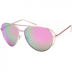 Aviator Aviator Sheild Cut Out w/Color Mirror Lens 25141-REV - Matte Gold - CN12N6HGGK7 $17.88