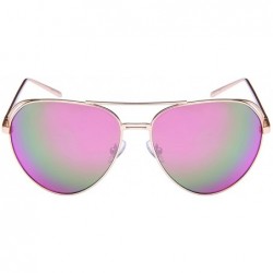 Aviator Aviator Sheild Cut Out w/Color Mirror Lens 25141-REV - Matte Gold - CN12N6HGGK7 $12.08