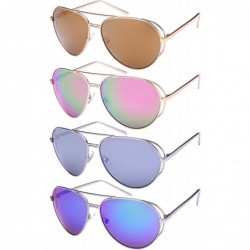 Aviator Aviator Sheild Cut Out w/Color Mirror Lens 25141-REV - Matte Gold - CN12N6HGGK7 $12.08