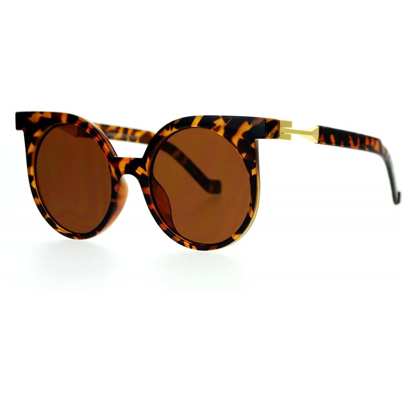 Cat Eye Womens Trendy Runway 80's Thick Plastic Cat Eye Sunglasses - Tortoise Brown - CQ120IUQSYP $12.51