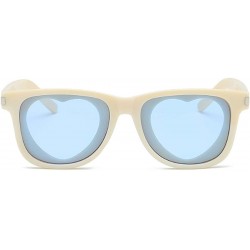 Rectangular Fashion Womens Heart-shaped Sunglasses Plastic Lenses Eyewear UV400 - White Blue - CX18NLS47UI $7.70