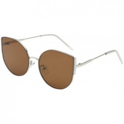 Round Sunglasses for Men Women Aviator Polarized Metal Mirror UV 400 Lens Protection - Brown - C218UIGAC4I $15.49