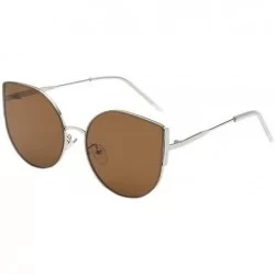 Round Sunglasses for Men Women Aviator Polarized Metal Mirror UV 400 Lens Protection - Brown - C218UIGAC4I $15.49