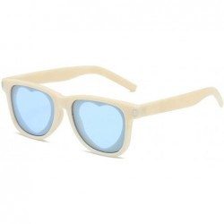 Rectangular Fashion Womens Heart-shaped Sunglasses Plastic Lenses Eyewear UV400 - White Blue - CX18NLS47UI $7.70