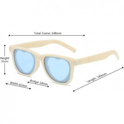 Rectangular Fashion Womens Heart-shaped Sunglasses Plastic Lenses Eyewear UV400 - White Blue - CX18NLS47UI $7.70