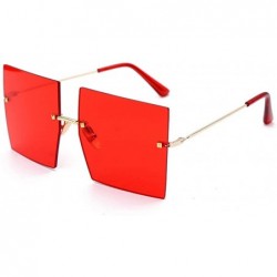 Rimless Women's Square Rimless Sunglasses-Highstreet Trendy Oversized Shades UV400 Sunglasses for Men - 5-red - CB198R65R4R $...