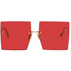 Rimless Women's Square Rimless Sunglasses-Highstreet Trendy Oversized Shades UV400 Sunglasses for Men - 5-red - CB198R65R4R $...